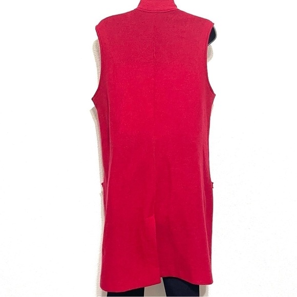 Chico's Woman Red 100% WOOL Cardigan Coat Jacket Size 2 US L/12 - Picture 5 of 16